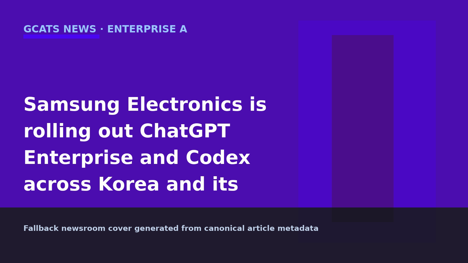 Photo of Samsung headquarters used as sourced editorial art for GCATS coverage of Samsung Electronics rolling out ChatGPT Enterprise and Codex.
