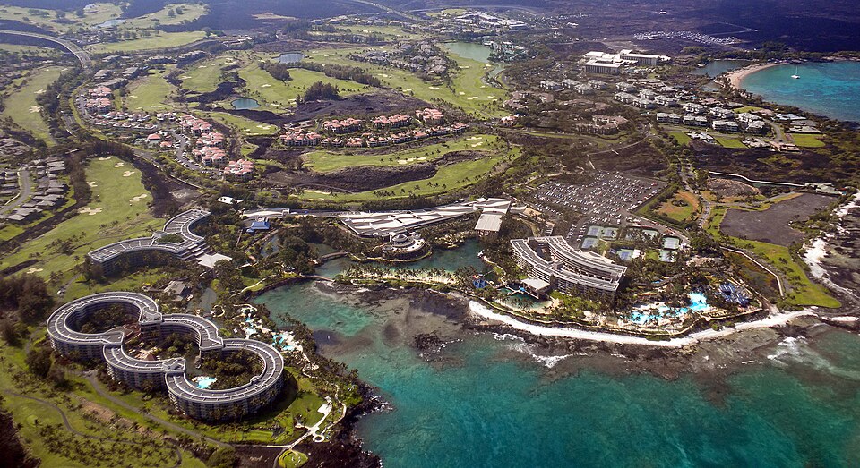 Aerial view of the Big Island coastline used for Kona brush fire coverage.